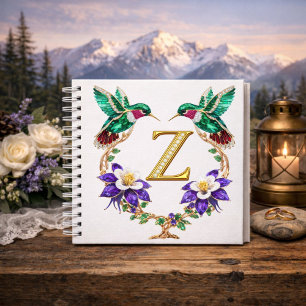 Monogram Z Gold Hummingbird Wedding Shower Gift Notebook