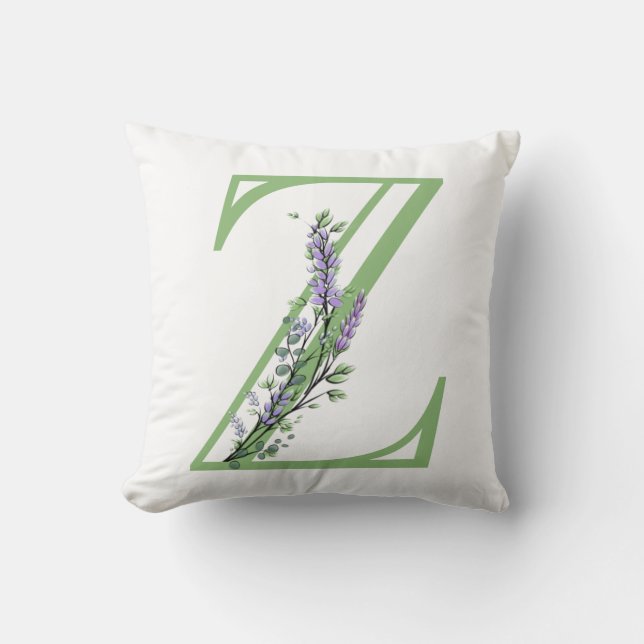 Monogram Z Lavender Eucalyptus Cushion (Front)