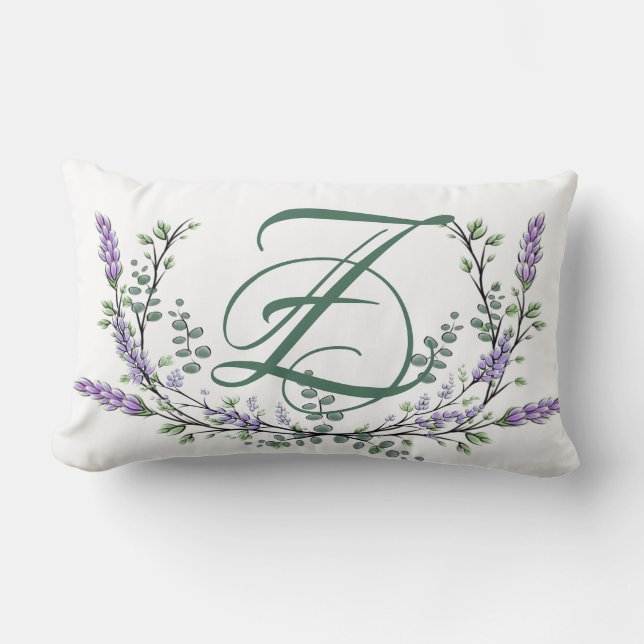 Monogram Z Lavender Eucalyptus Lumbar Cushion (Front)