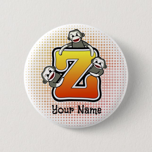 Monogram Z Sock Monkey 6 Cm Round Badge (Front)