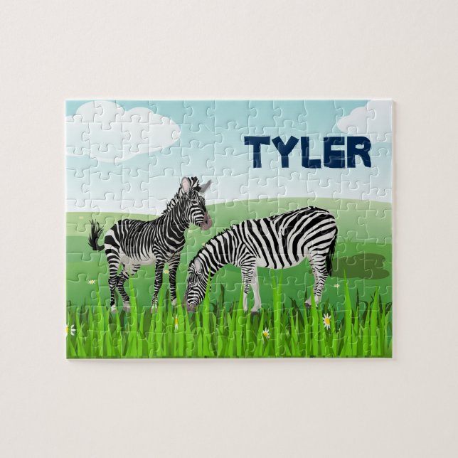Monogram Zebra Animal Jigsaw Puzzle for Kids (Horizontal)