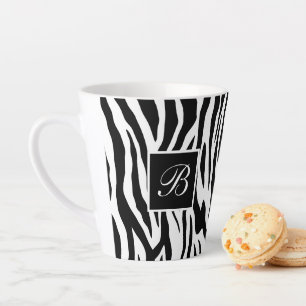 Monogram Zebra Animal Pattern Latte Mug