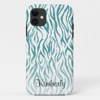 Monogram Zebra Animal Pattern Teal