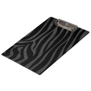 Monogram Zebra Black and Grey Clipboard