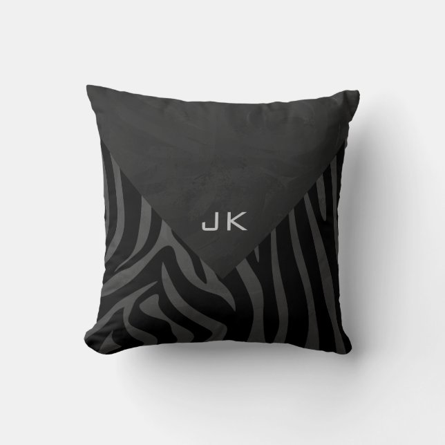 Monogram Zebra Black and Grey Cushion (Front)