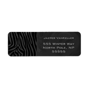 Monogram Zebra Black and Grey Return Address Label