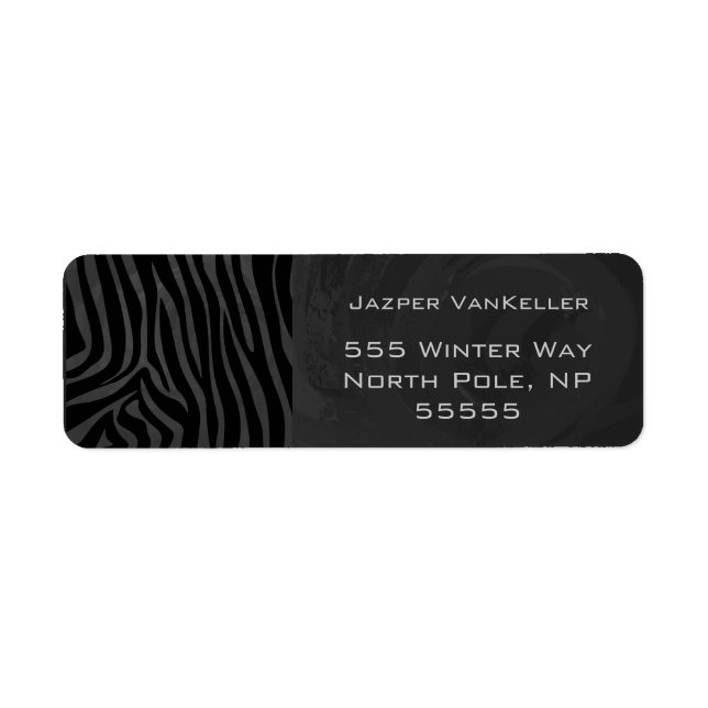 Monogram Zebra Black and Grey Return Address Label (Front)