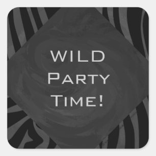 Monogram Zebra Black and Grey Square Sticker