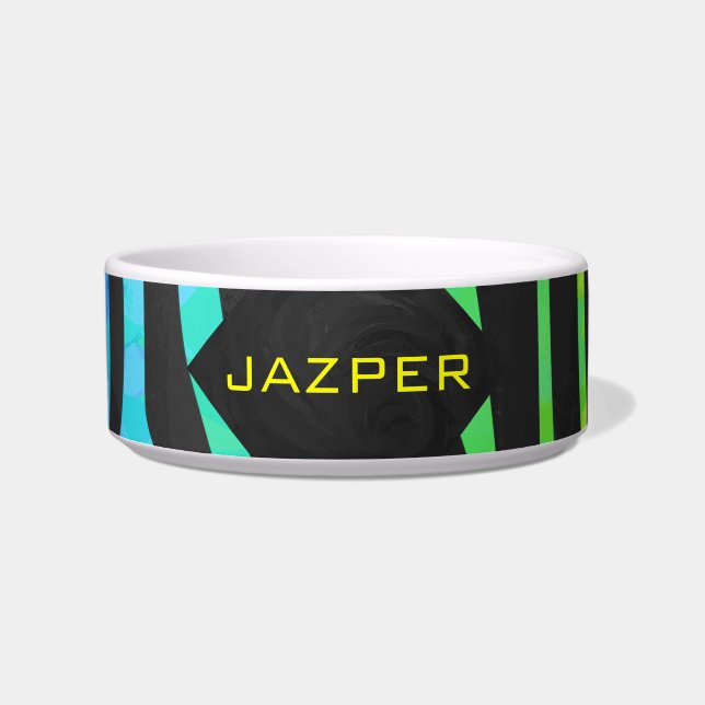 Monogram Zebra Black and Rainbow Print Bowl (Front)