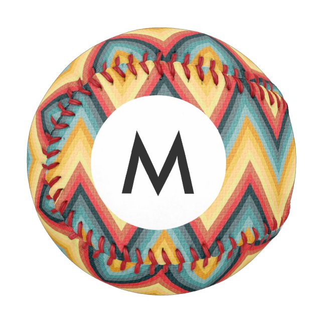 Monogram Zig Zag Striped Background 2 Baseball (Front Left)