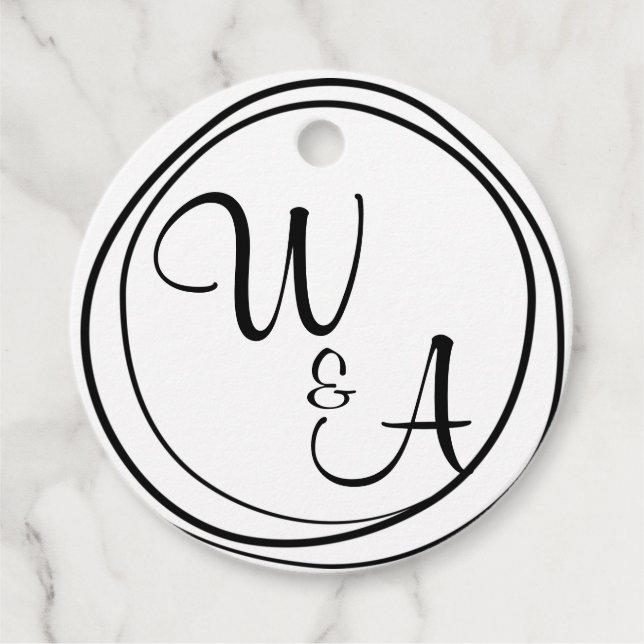 Monograma com duas letras favour tags (Front)