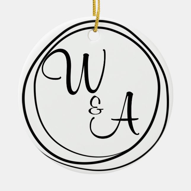 Monograma para casal Estilo Rústico Farmhouse Ceramic Ornament (Front)