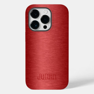 Monograme Metallic Red Brushed Aluminium Look Case-Mate iPhone 14 Pro Case