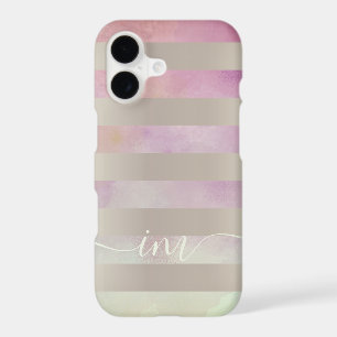 Monogramed Abstract Purple Stripes in Watercolor