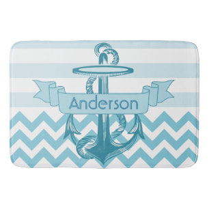 Monogramed anchor bath mat