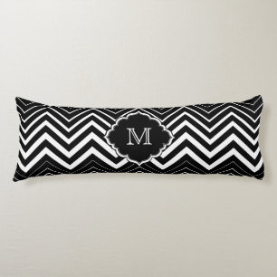 Monogramed Black And White Zigzag Chevron Body Cushion