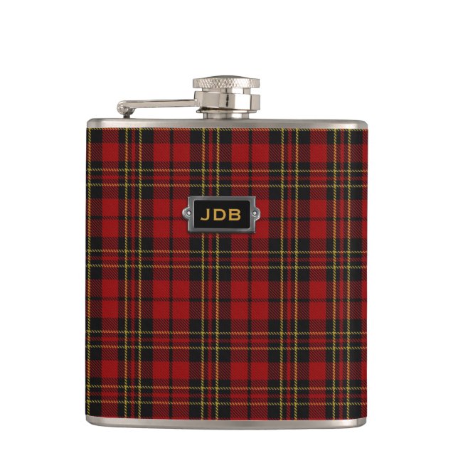 Monogramed Clan Brodie Tartan Plaid Flask (Front)