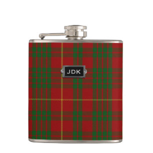 Monogramed Clan Cameron Tartan Plaid Flask