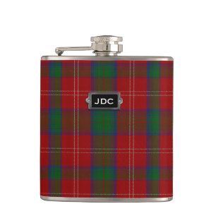 Monogramed Clan Chisholm Tartan Plaid Flask