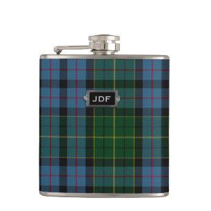Monogramed Clan Forsyth Tartan Plaid Flask