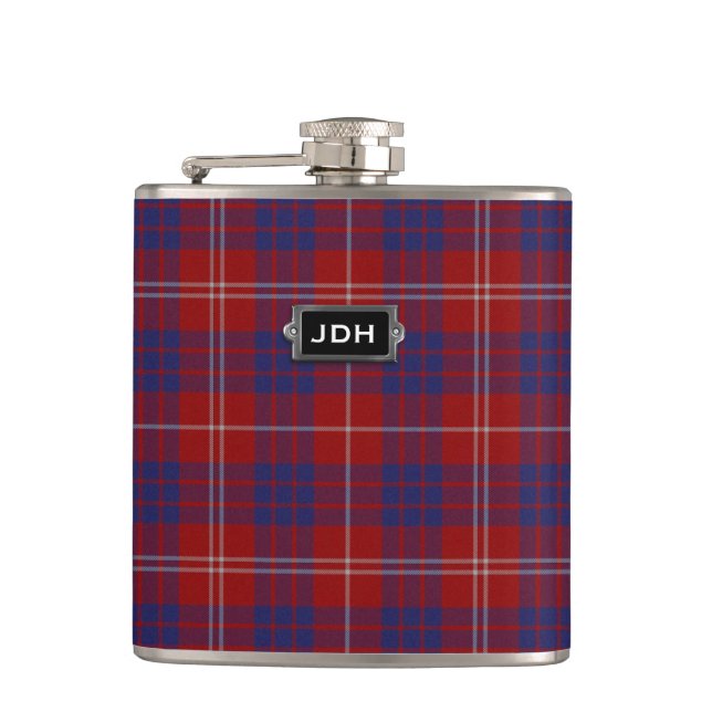 Monogramed Clan Hamilton Tartan Plaid Flask (Front)