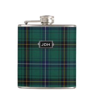 Monogramed Clan Henderson Tartan Plaid Flask