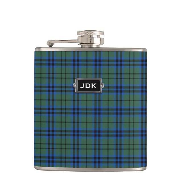 Monogramed Clan Keith Tartan Plaid Flask (Front)
