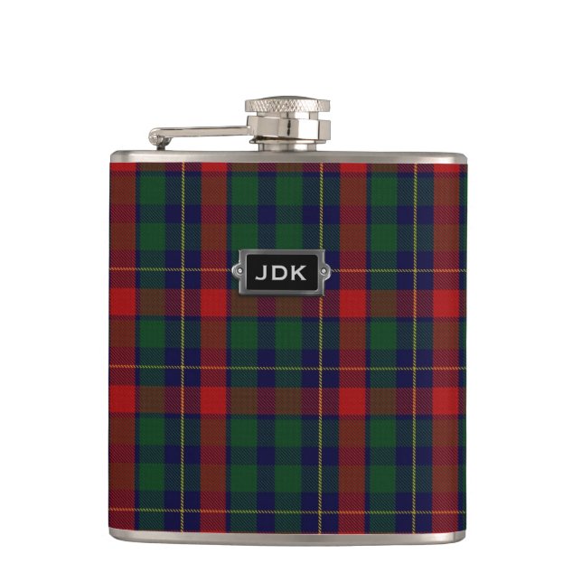 Monogramed Clan Kilgour Tartan Plaid Flask (Front)
