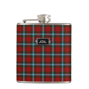 Monogramed Clan Livingstone / MacLay Tartan Plaid  Hip Flask