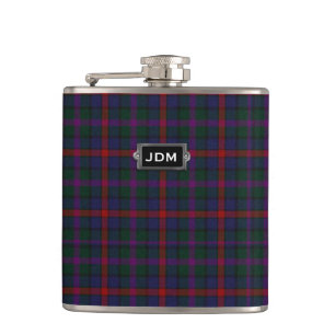 Monogramed Clan MacCaughan Tartan Plaid Flask