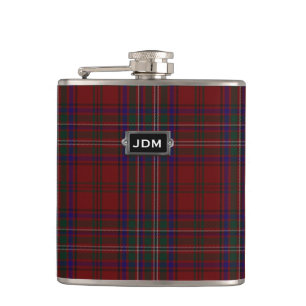 Monogramed Clan MacClure Tartan Plaid Flask