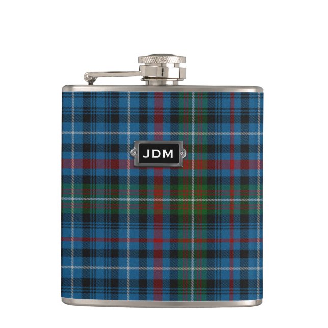 Monogramed Clan MacDonald Tartan Plaid Flask (Front)