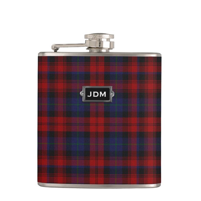 Monogramed Clan MacLachlan Tartan Plaid Flask (Front)