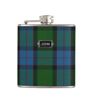 Monogramed Clan MacWilliam Tartan Plaid Flask