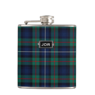 Monogramed Clan Robertson Tartan Plaid Flask