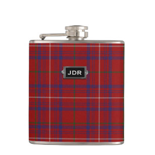 Monogramed Clan Rose Tartan Plaid Flask