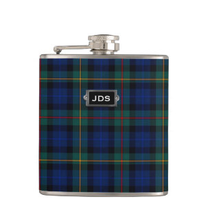Monogramed Clan Smith Tartan Plaid Flask