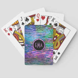 Monogramed Colourful Abstract Melting Glass Playing Cards