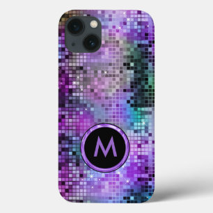 Monogramed Colourful Disco Glitter Purple Overtone iPhone 13 Case