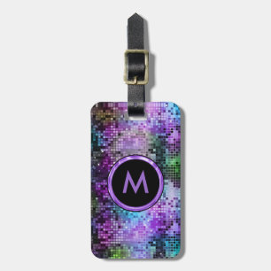 Monogramed Colourful Disco Glitter Purple Overtone Luggage Tag