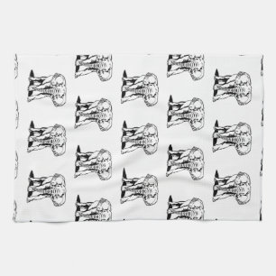 Monogramed Cute Black Elephant Line Drawing Tea Towel