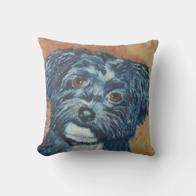 MONOGRAMED CUTIE BLACK HAVANESE CUSHION (Front)