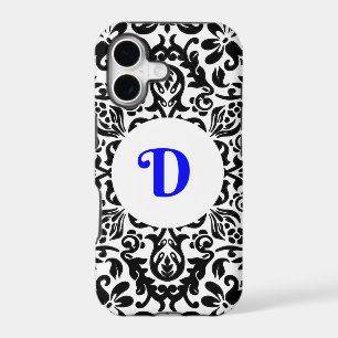 Monogramed D blue, Black and White background