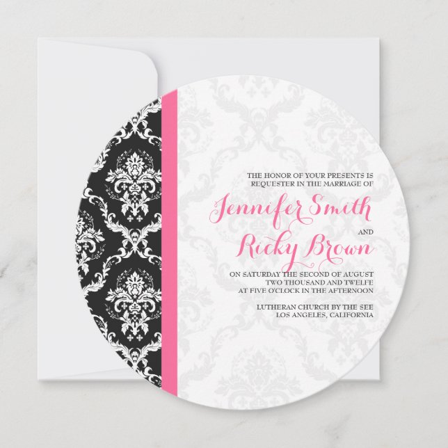 Monogramed Elegant Black & White Wedding  Invitation (Front)