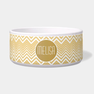 Monogramed Gold And White Zigzag Chevron