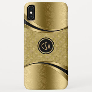 Monogramed Gold Metallic Look With Gold Glitter iPhone XS Max Case
