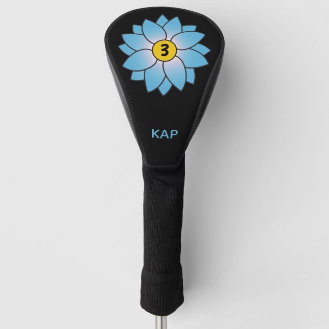 Monogramed Illustrated Yellow Daisy Head Cover (Front)