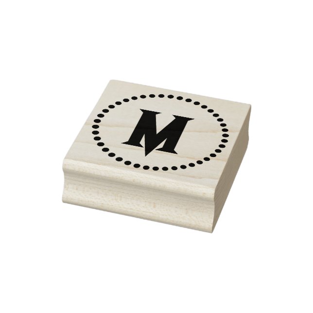Monogramed Letter, Dots Design Ring Rubber Stamp (Stamp)