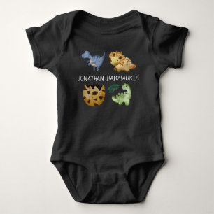 Monogramed Lovely Dinosaurs Cute watercolor black Baby Bodysuit