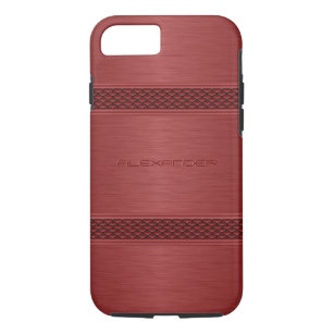 Monogramed Metallic Dark Red Brushed Aluminium Loo Case-Mate iPhone Case